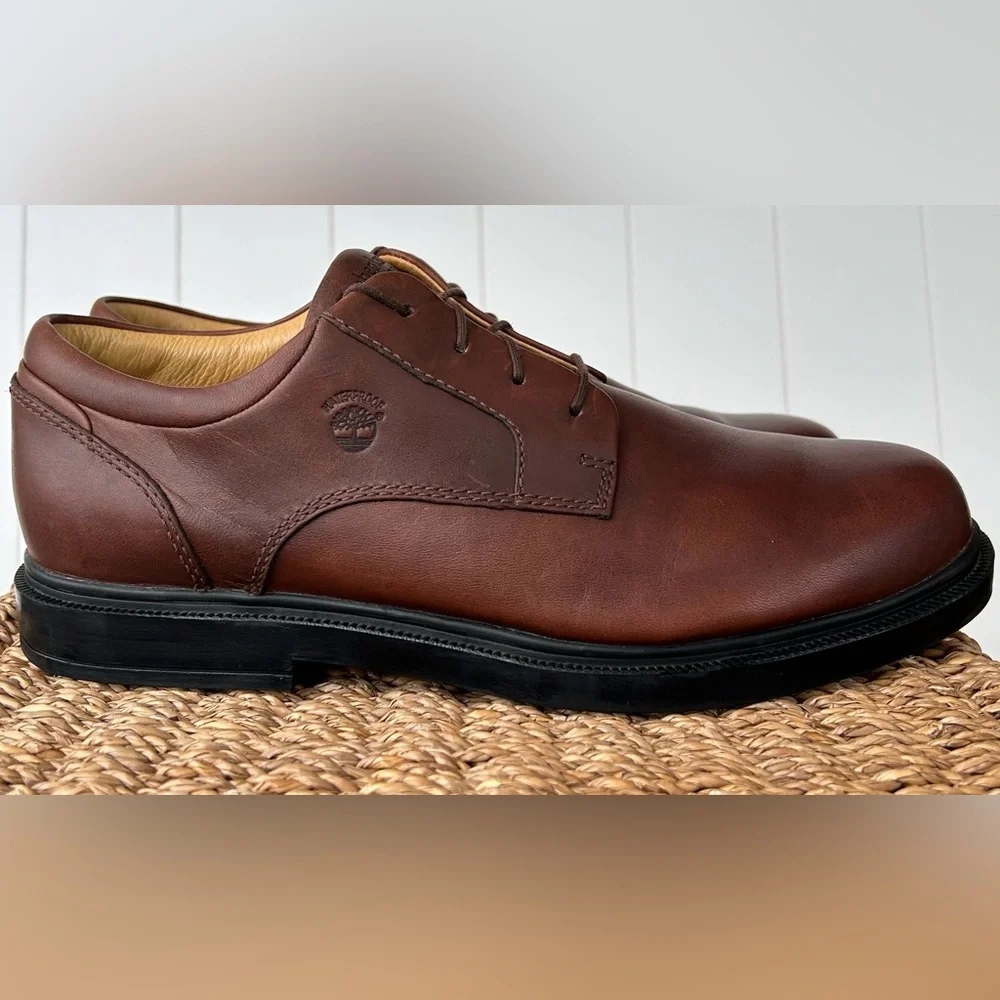 Timberland Brand Men’s‎ Waterproof Oxfords Brown Leather Size 9.5W